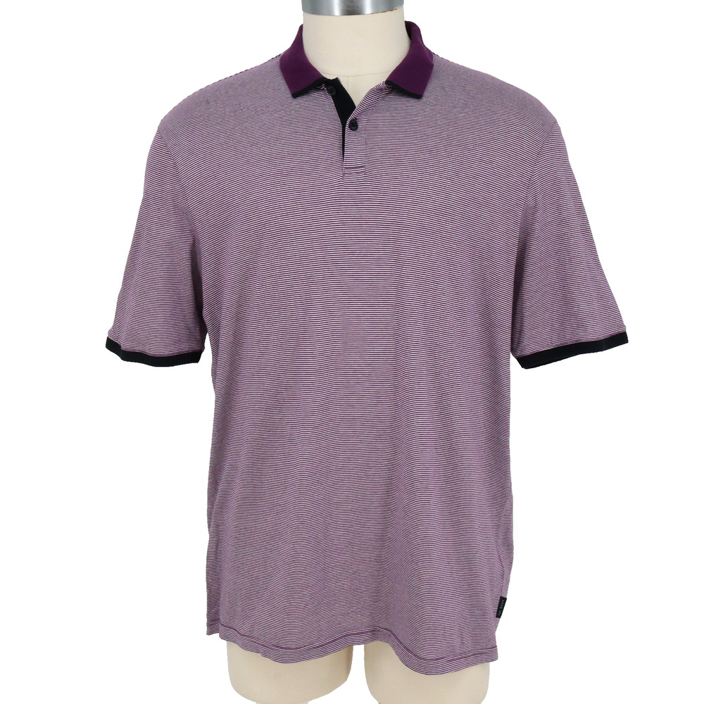 Ted Baker Mens Polo Shirt Mens 3XL Teds Tall Fit Burgundy White Stripe Cotton